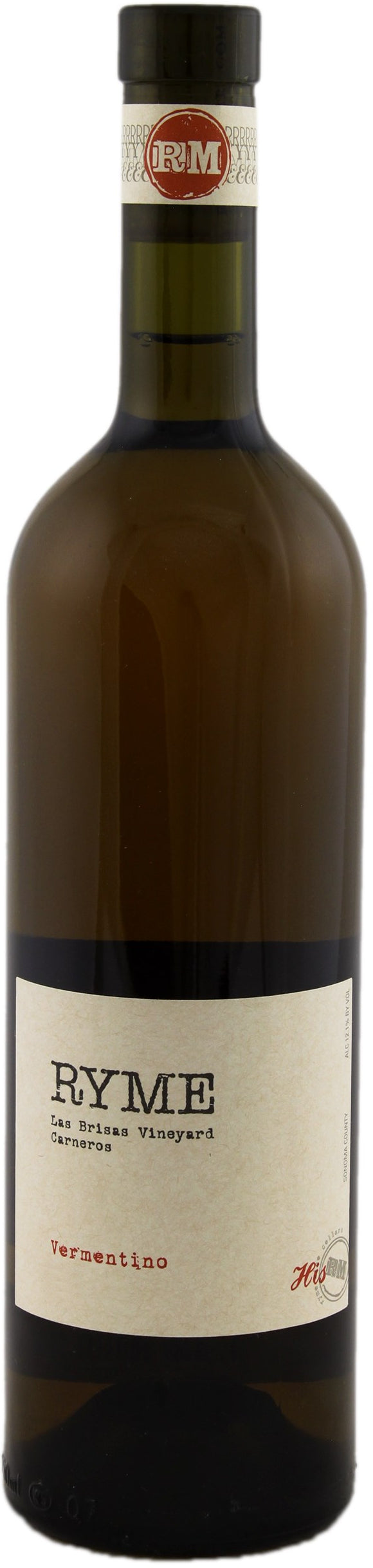Ryme Las Brisas Vineyard His Vermentino 2023  Front Bottle Shot