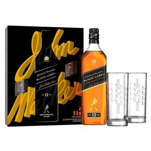 Johnnie Walker Black Label Scotch Whiskey Gift Set 750ml