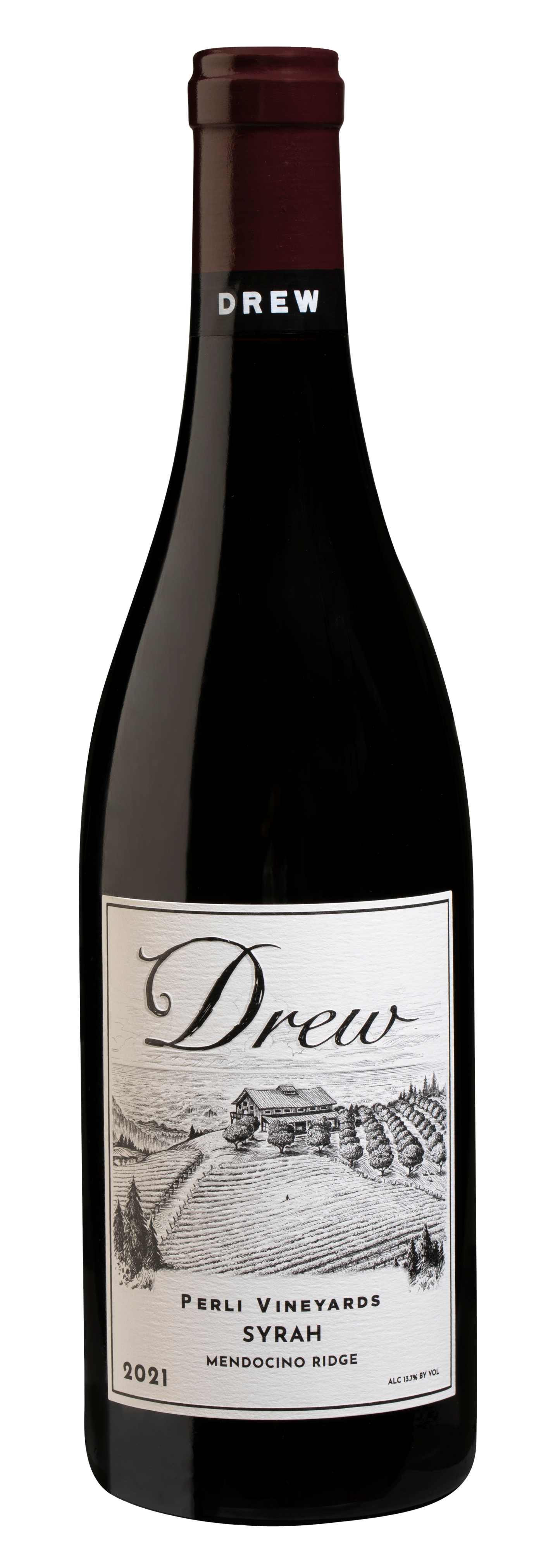 Drew Mendocino Ridge Perli Vineyard Syrah 2021  Front Bottle Shot