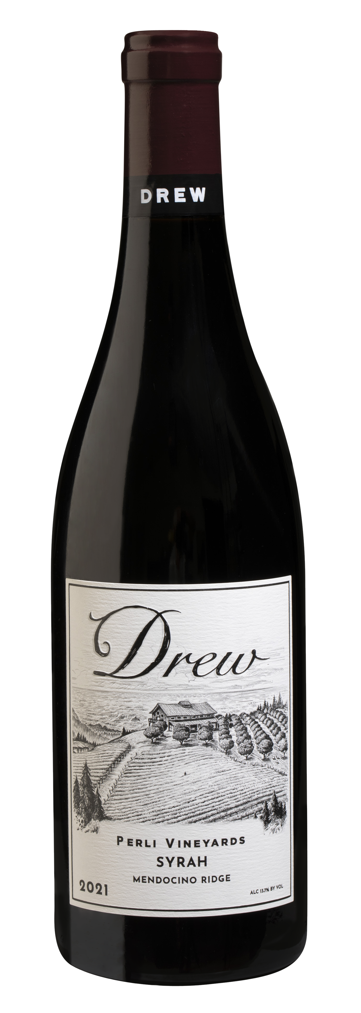 Drew Mendocino Ridge Perli Vineyard Syrah 2021  Front Bottle Shot