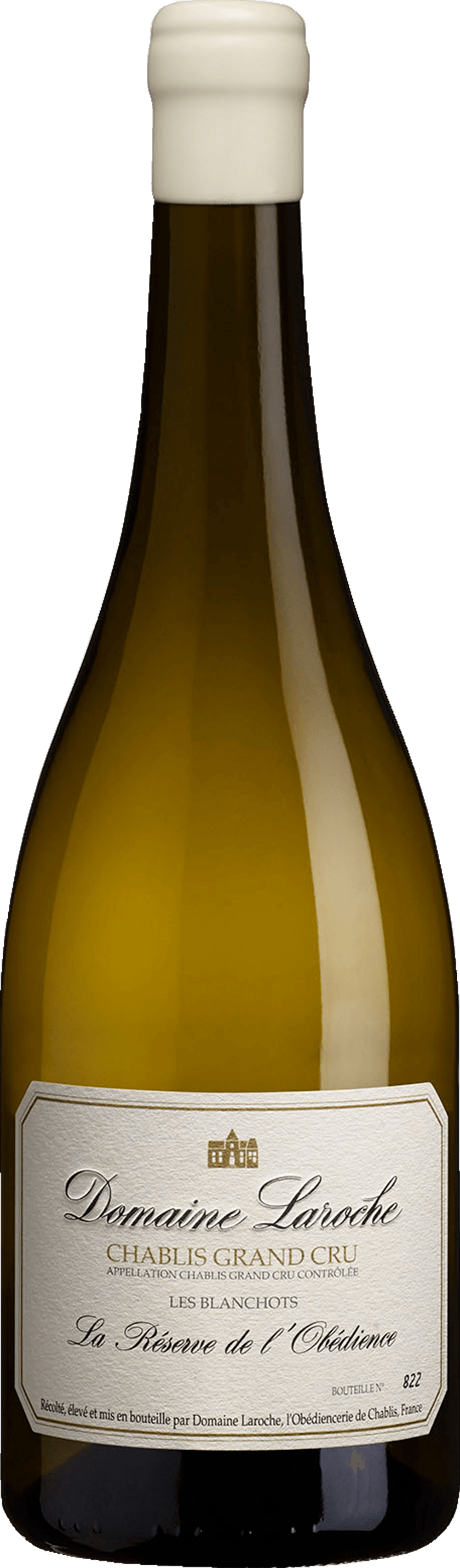 Domaine Laroche Chablis La Réserve de l’Obedience Les Blanchots Grand Cru 2021  Front Bottle Shot