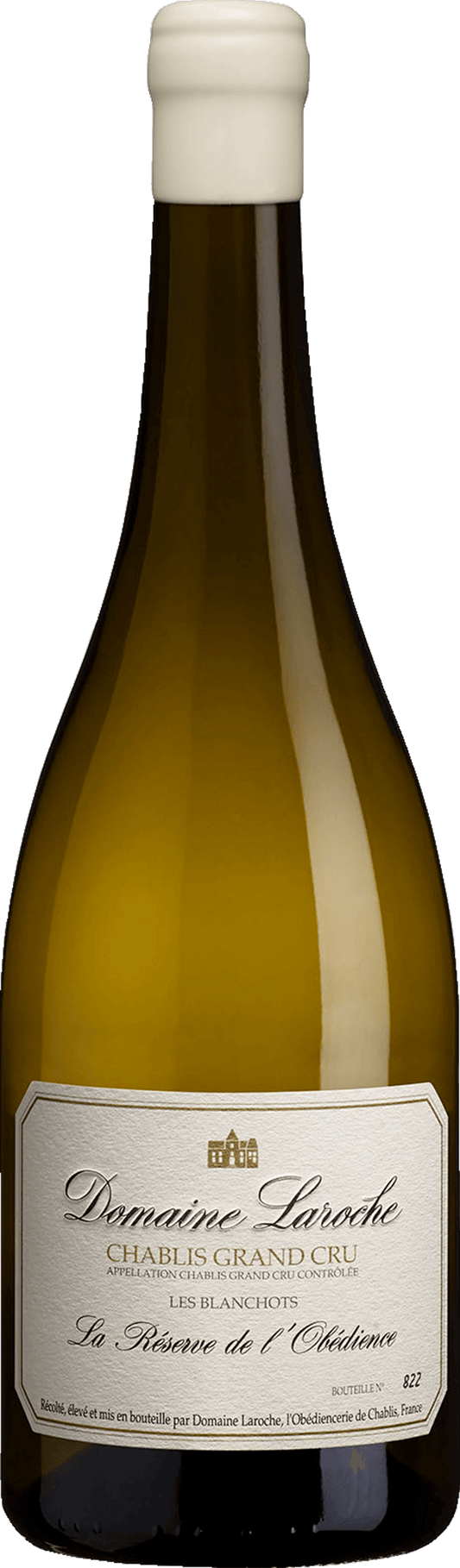 Domaine Laroche Chablis La Réserve de l’Obedience Les Blanchots Grand Cru 2021  Front Bottle Shot