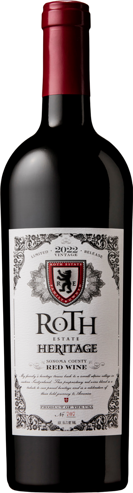 Roth Estate Heritage Red 2022  Front Bottle Shot