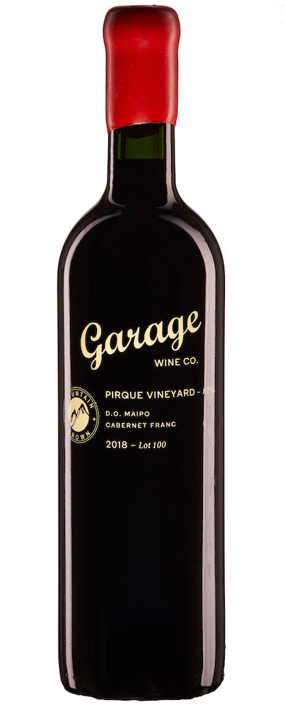 Garage Wine Co. Pirque Vineyard Lot 100 Cabernet Franc 2018  Front Bottle Shot