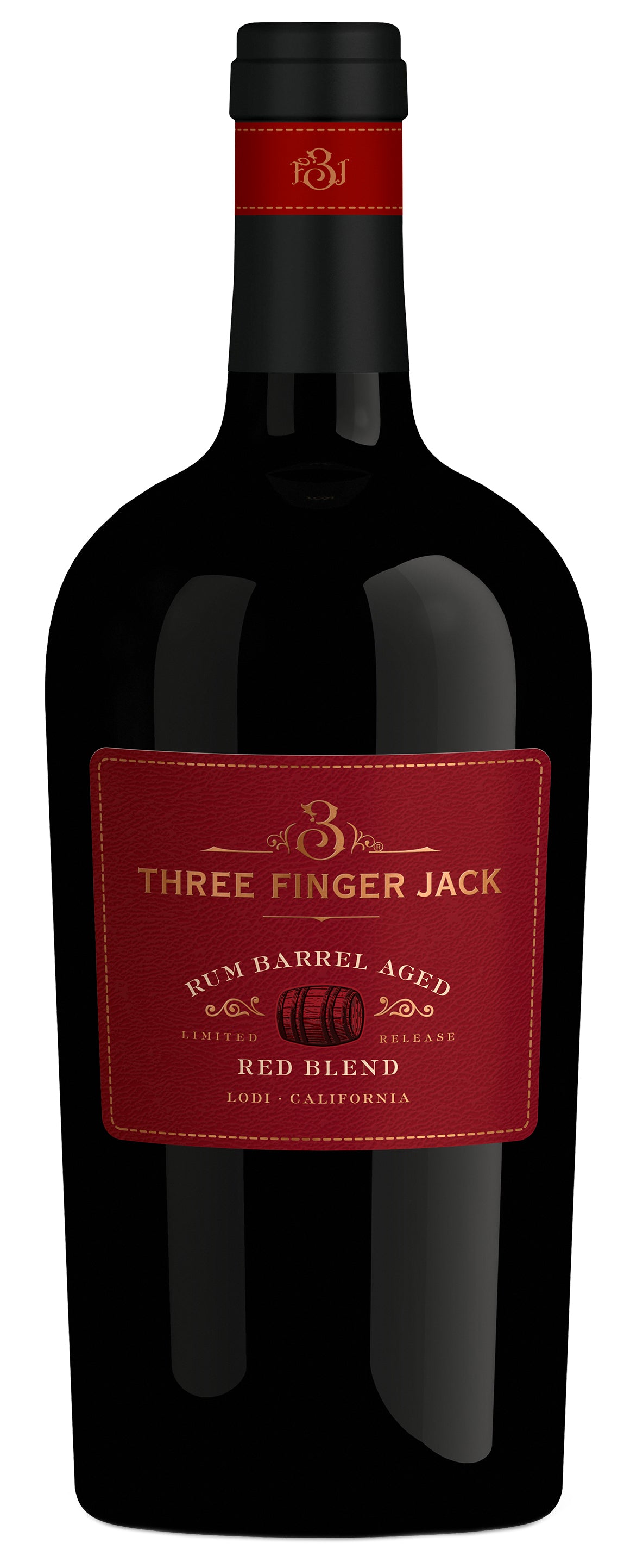 Three Finger Jack Rum Barrel Aged Red Blend 2021  Front Bottle Shot