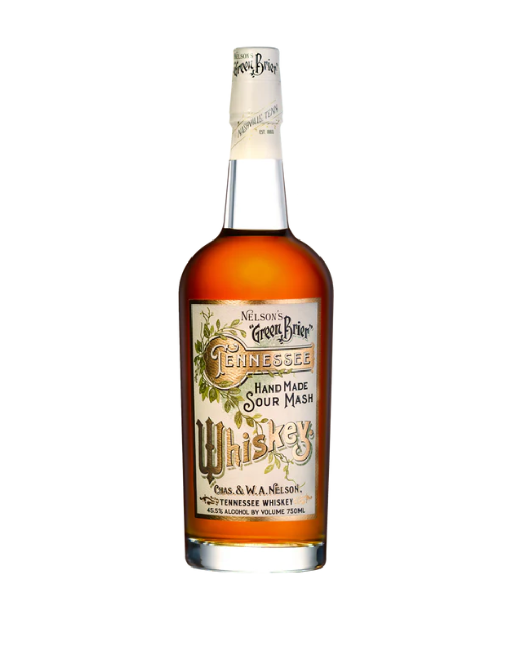 NELSON'S GREEN BRIER TENNESSEE WHISKEY HAND MADE SOUR MASH WHISKEY 750 ML