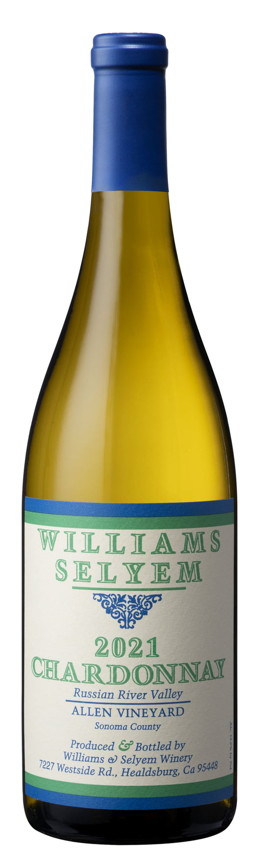 Williams Selyem Allen Vineyard Chardonnay 2021  Front Bottle Shot
