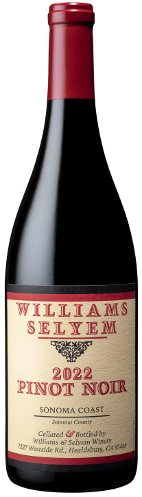 Williams Selyem Sonoma Coast Pinot Noir 2022  Front Bottle Shot