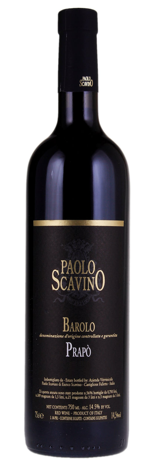 Paolo Scavino Barolo Prapo 2020  Front Bottle Shot