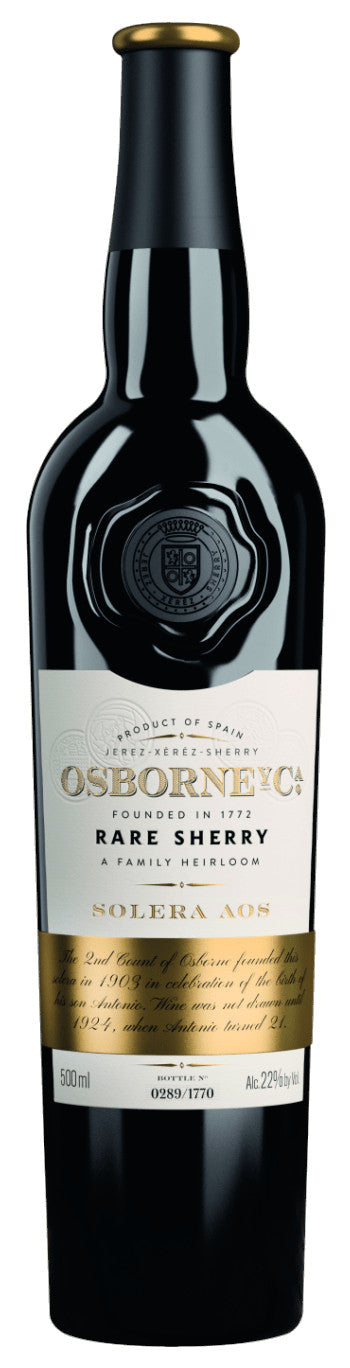 Osborne VORS Amontillado Solera AOS Rare Sherry (500ML)  Front Bottle Shot