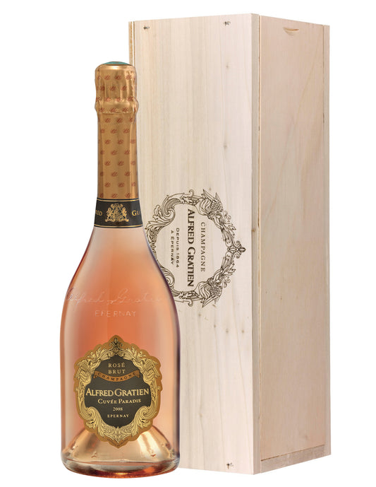 Alfred Gratien Cuvee Paradis Brut Rose with Wooden Gift Box 2008  Front Bottle Shot