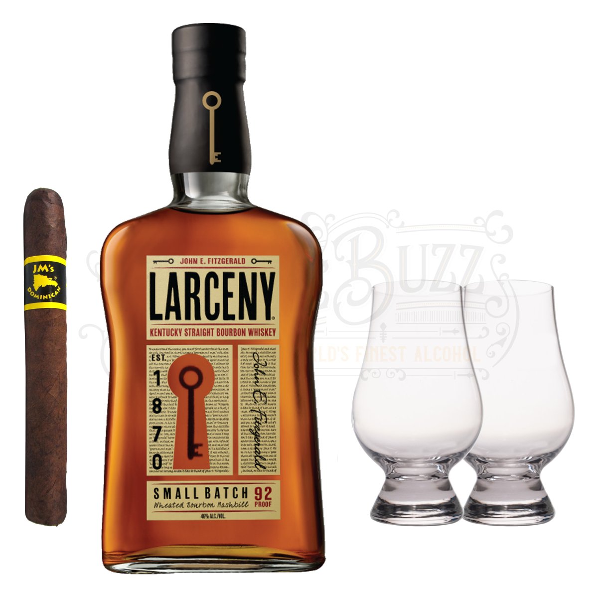 Larceny Straight Bourbon Small Batch with Glencairn Glass Set & Cigar