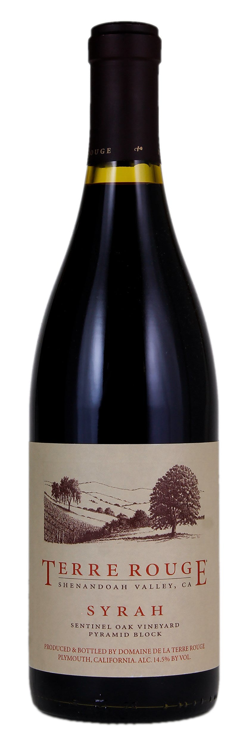 Terre Rouge Sentinel Oak Vineyard Pyramid Block Syrah 2016  Front Bottle Shot
