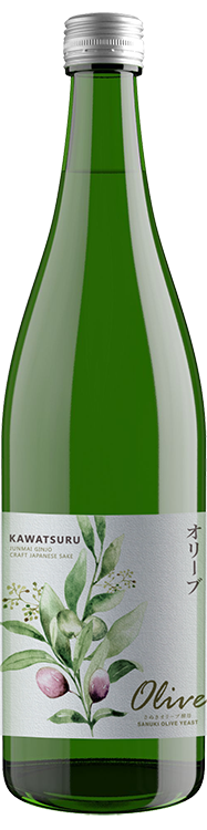 Kawatsuru Olive Junmai Ginjo Sake (720ML)  Front Bottle Shot