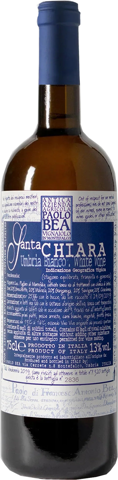 Paolo Bea Santa Chiara Bianco 2020  Front Bottle Shot