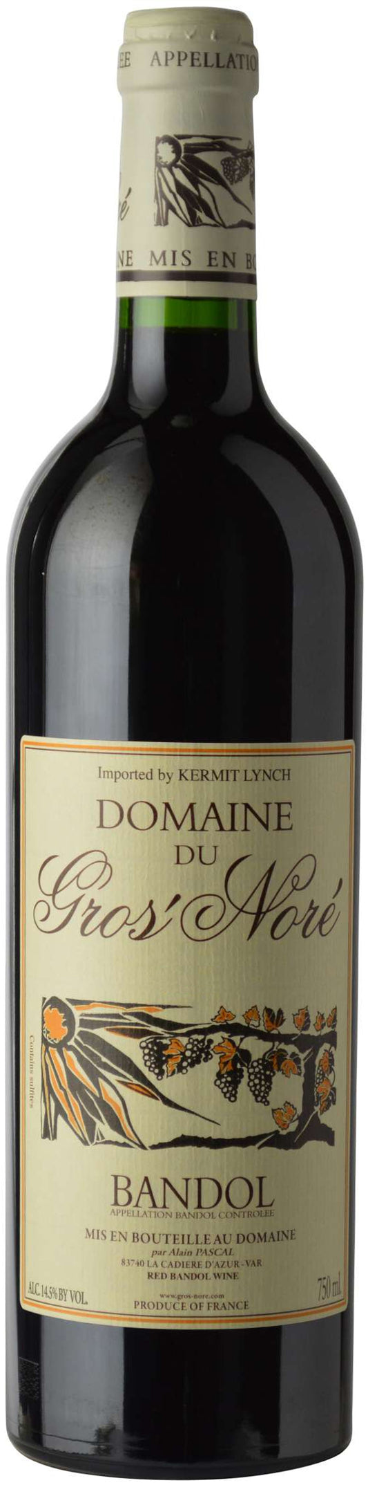 Domaine du Gros Nore Bandol Rouge 2020  Front Bottle Shot