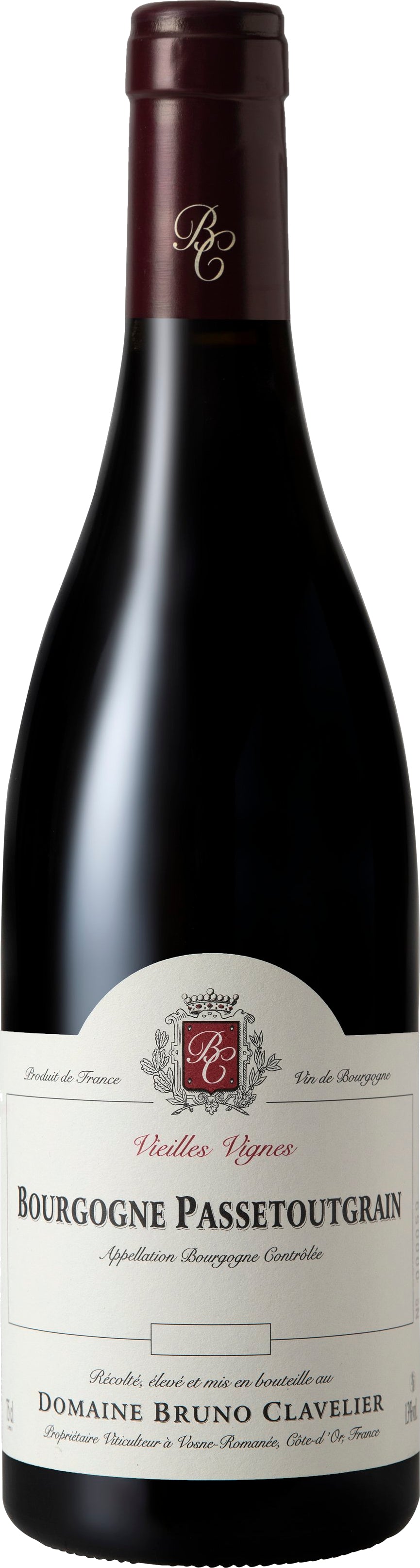 Domaine Bruno Clavelier Bourgogne Passetoutgrain Vieilles Vignes 2021  Front Bottle Shot
