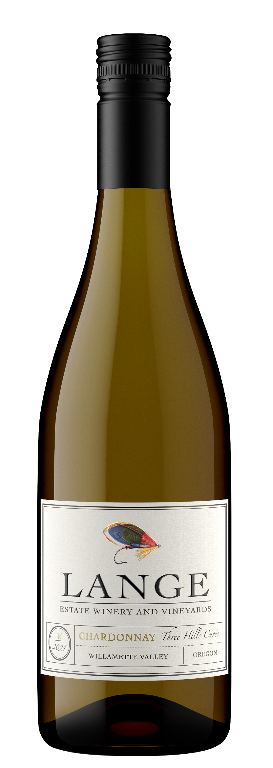 Lange Winery Three Hills Cuvee Chardonnay 2021  Front Bottle Shot