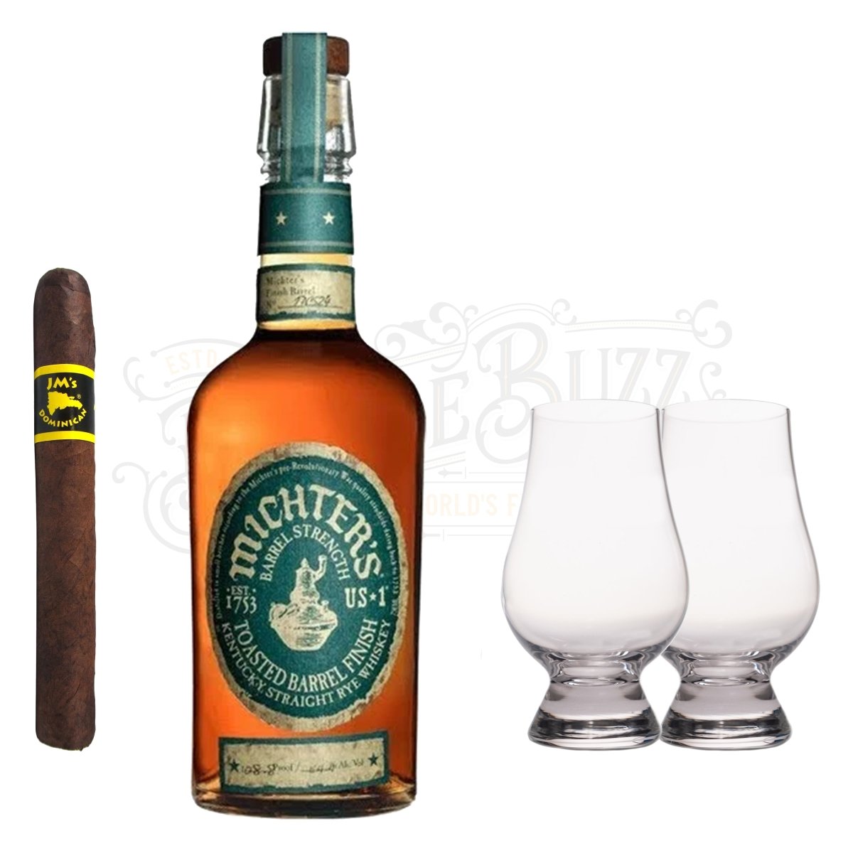 Michter's Toasted Barrel Finish Rye Limited Release Bourbon with Glencairn Set & Cigar Bundle