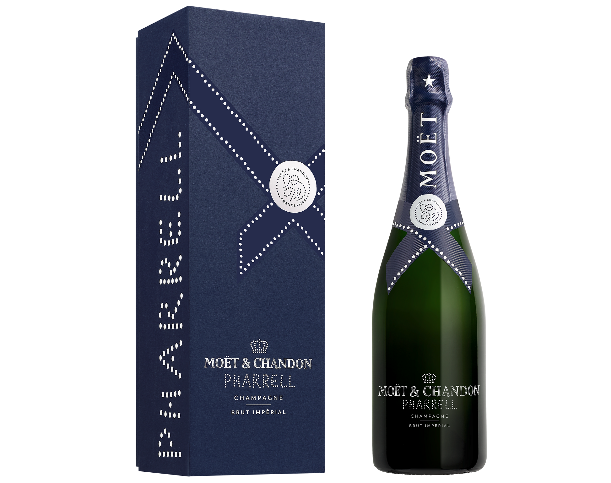 Moet & Chandon Imperial Brut Pharrell Williams Special Edition (Blue) with Gift Box  Front Bottle Shot