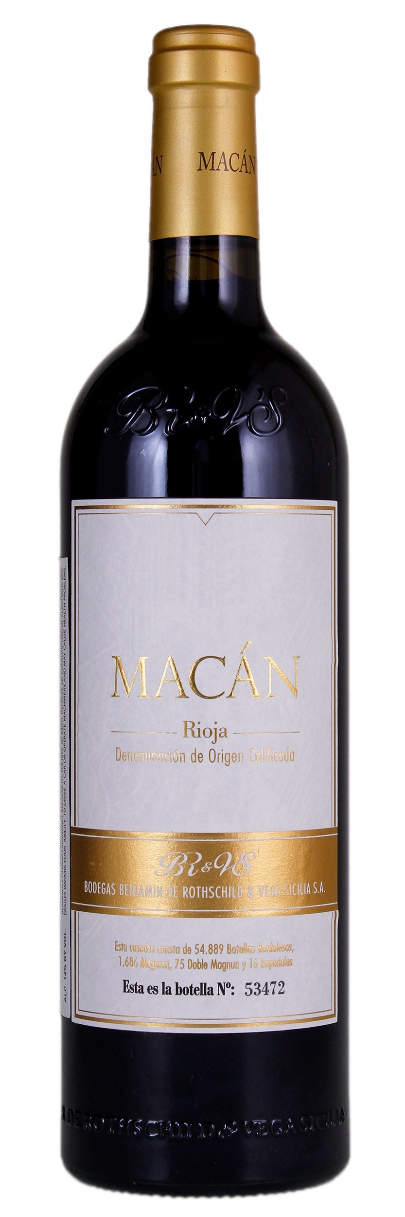 Bodegas Benjamin Rothschild and Vega Sicilia Macan 2018  Front Bottle Shot