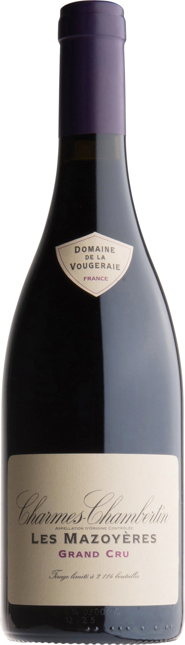 Domaine de la Vougeraie Charmes-Chambertin Les Mazoyeres Grand Cru 2020  Front Bottle Shot