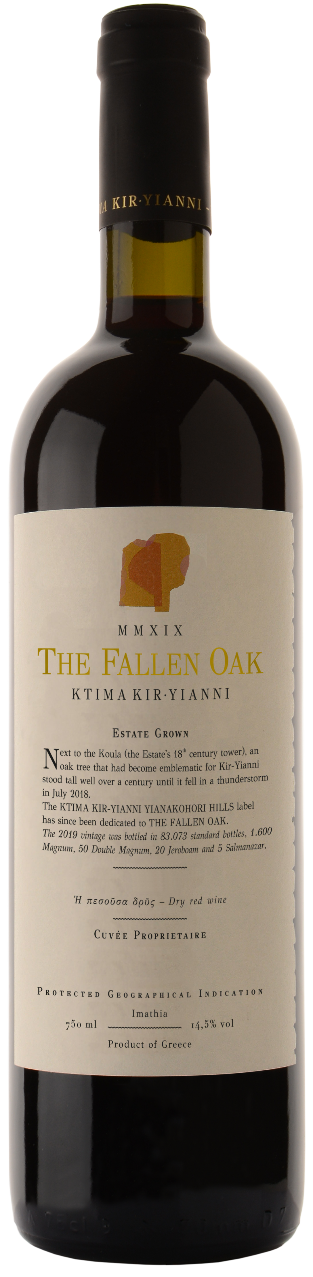 Kir-Yianni The Fallen Oak Red Blend 2020  Front Bottle Shot