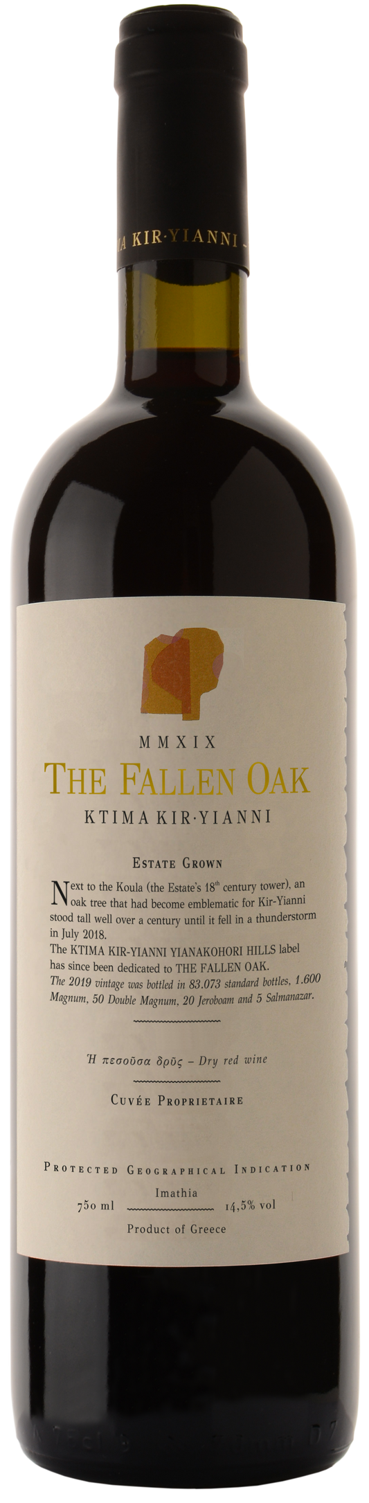 Kir-Yianni The Fallen Oak Red Blend 2020  Front Bottle Shot