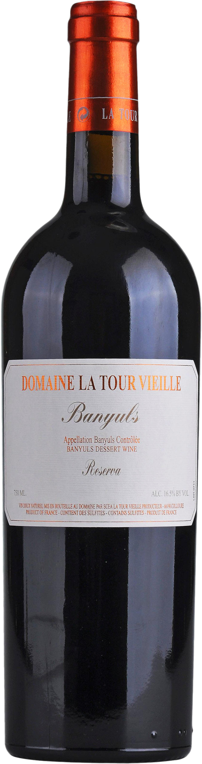 Domaine La Tour Vieille Banyuls Reserva  Front Bottle Shot