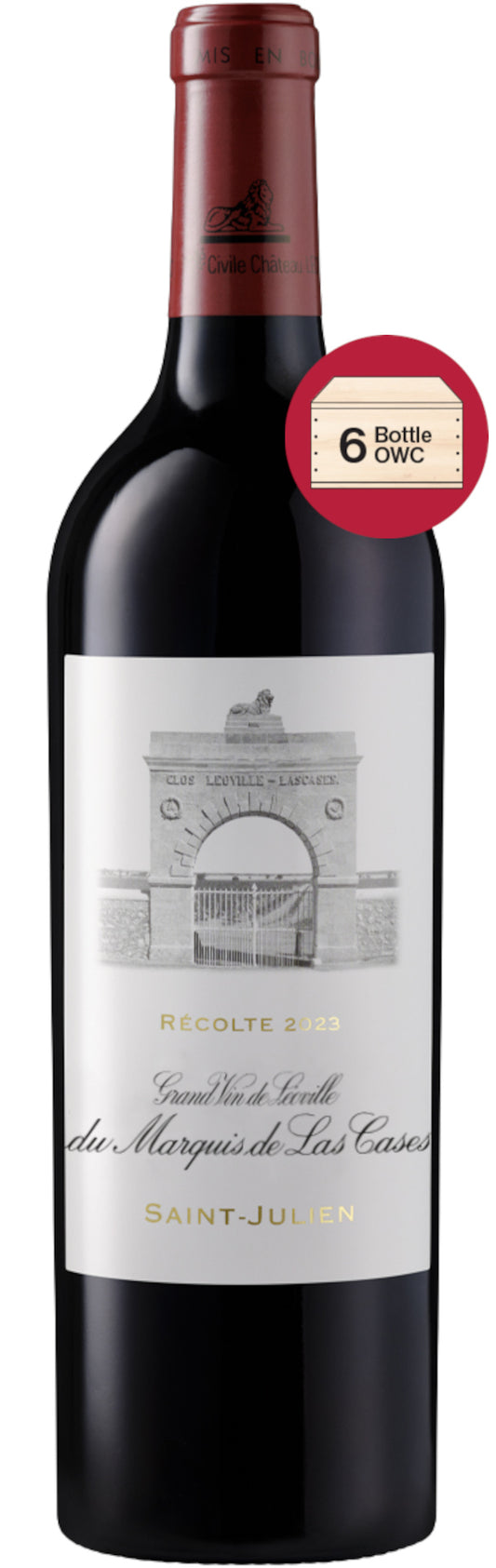Chateau Leoville Las Cases 6-Pack 2023 in Wood Case (OWC Futures Pre-Sale) 2023  Front Bottle Shot