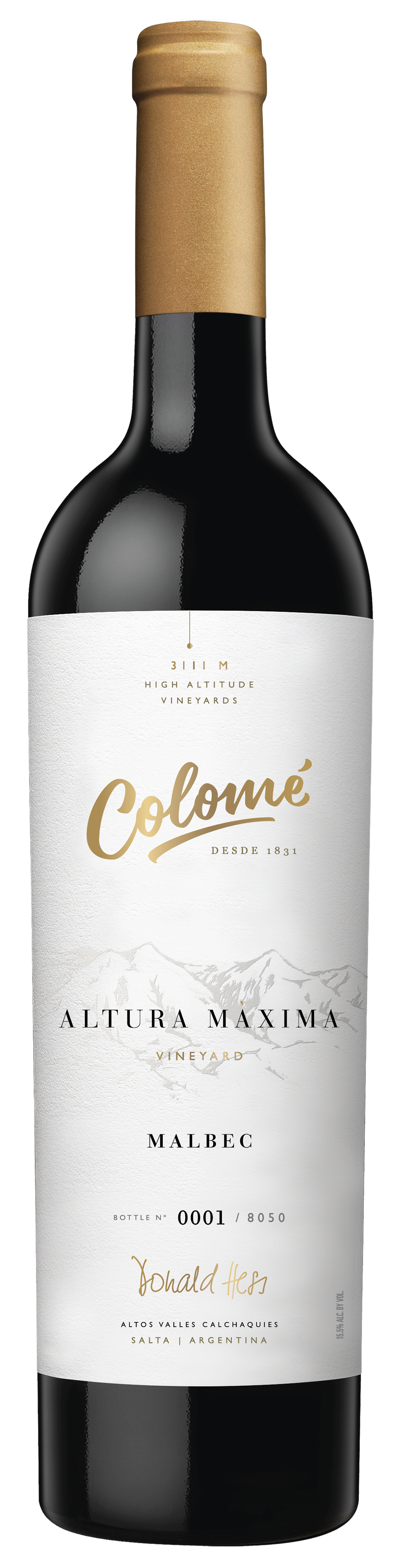 Bodega Colome Altura Maxima Malbec 2019  Front Bottle Shot