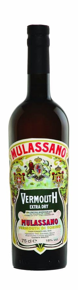 Mulassano Extra Dry Vermouth  Front Bottle Shot