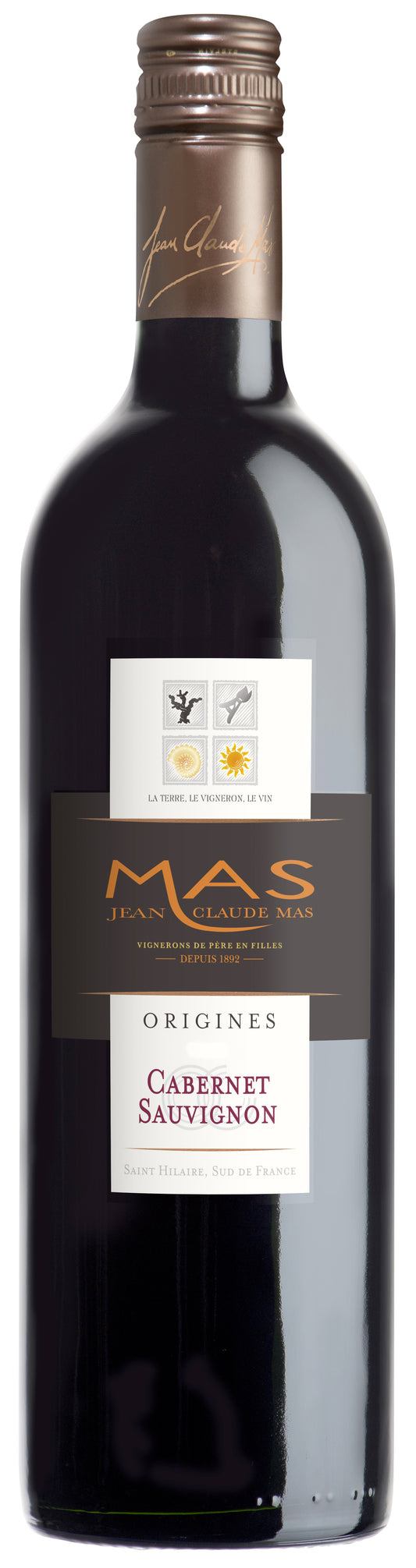 Jean Claude Mas Origines Paul Mas Cabernet Sauvignon 2022  Front Bottle Shot
