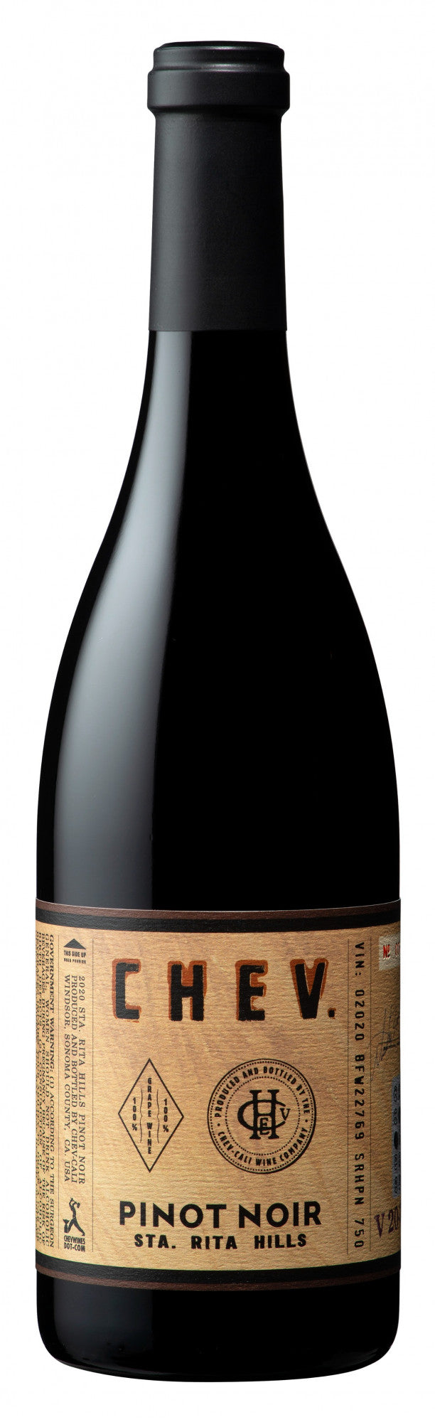 CHEV Santa Rita Hills Pinot Noir 2020  Front Bottle Shot