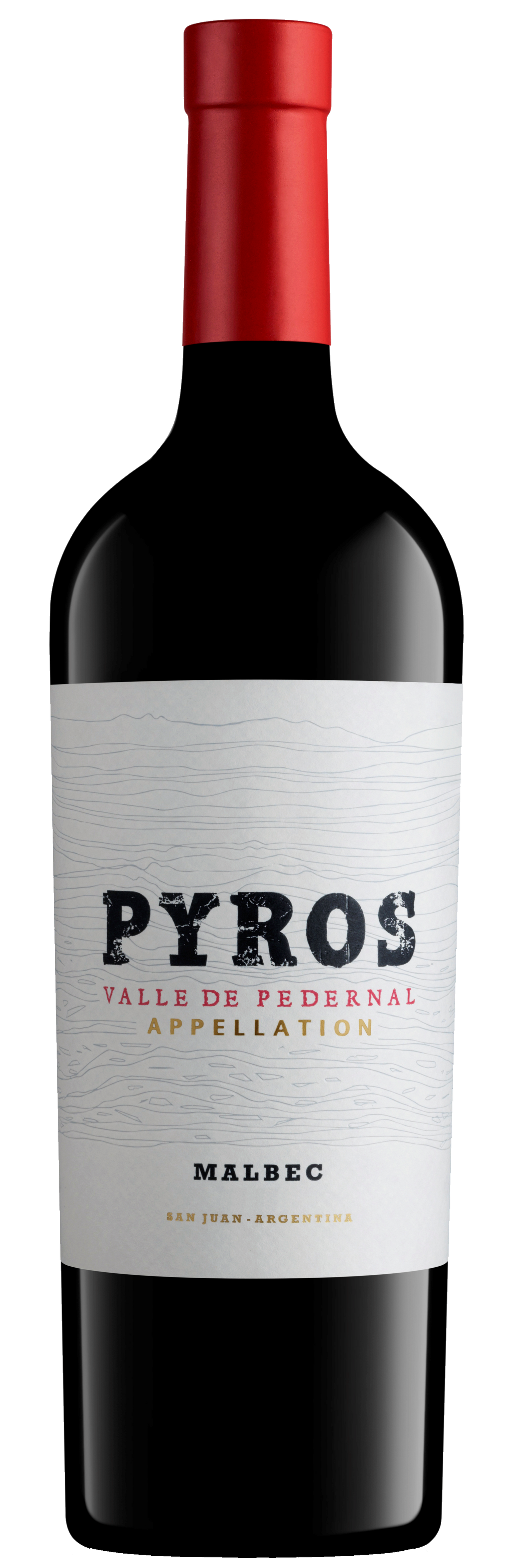 Pyros Wines Valle de Pedernal Appellation Malbec 2016  Front Bottle Shot