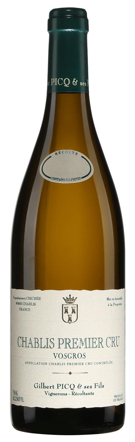 Gilbert Picq Chablis Vosgros Premier Cru 2022  Front Bottle Shot