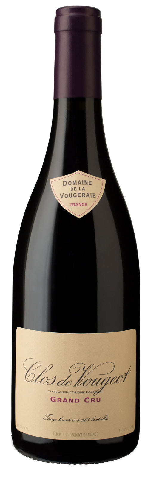 Domaine de la Vougeraie Clos de Vougeot Grand Cru 2020  Front Bottle Shot