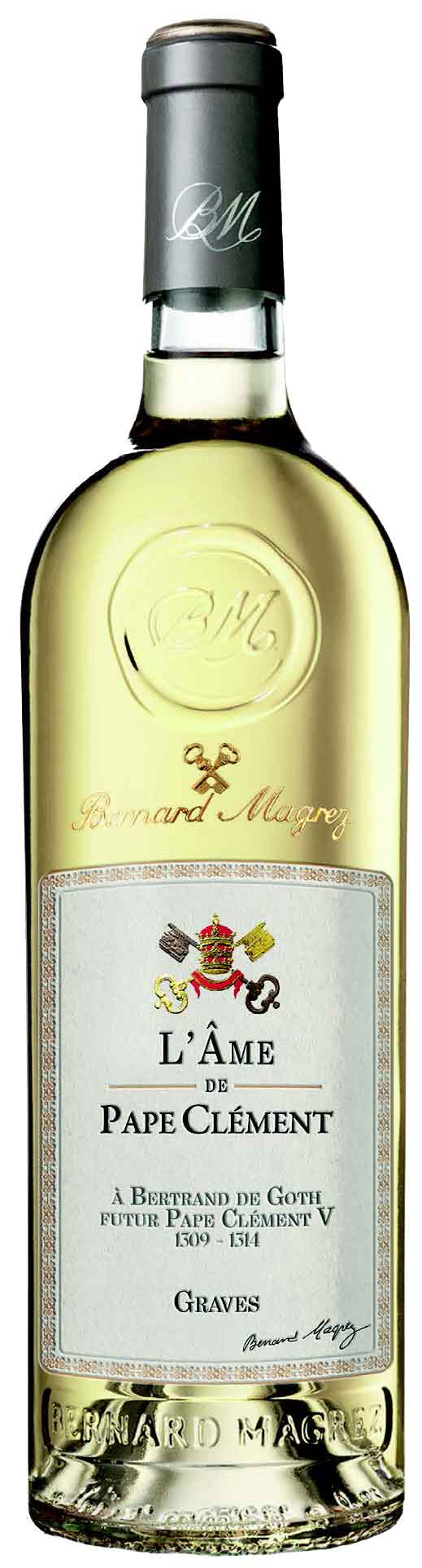 Bernard Magrez L'Ame de Pape Clement Blanc 2023  Front Bottle Shot