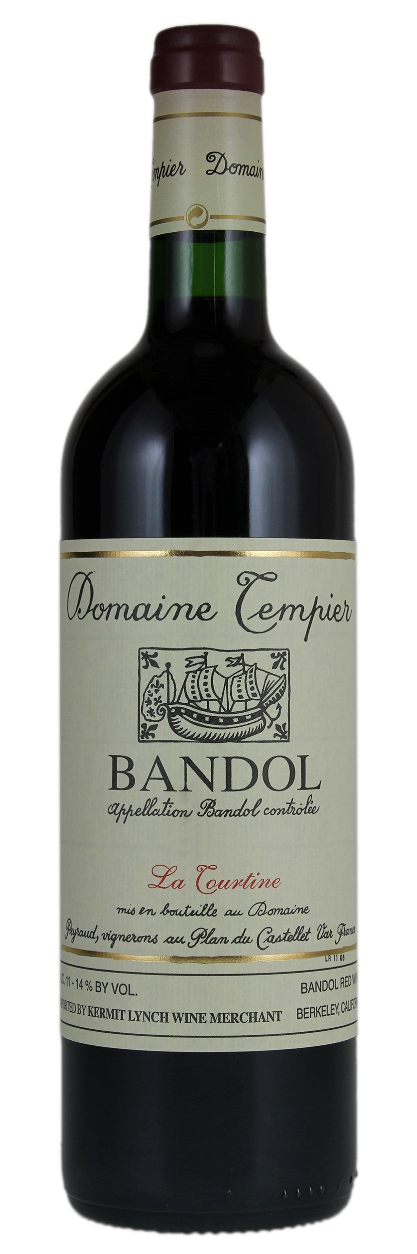 Domaine Tempier Bandol La Tourtine Rouge 2021  Front Bottle Shot