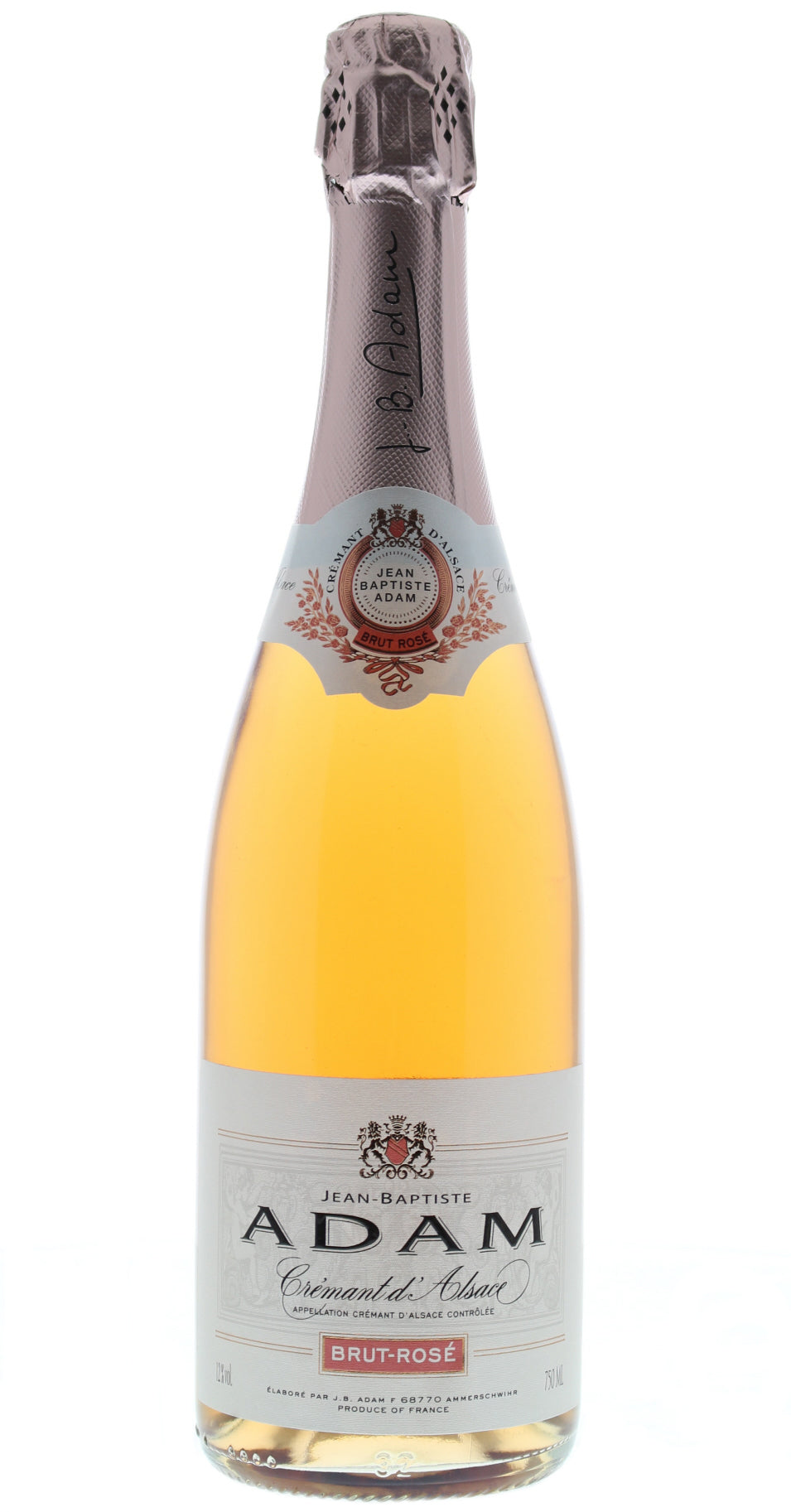Jean-Baptiste Adam Cremant d'Alsace Brut Rose  Front Bottle Shot