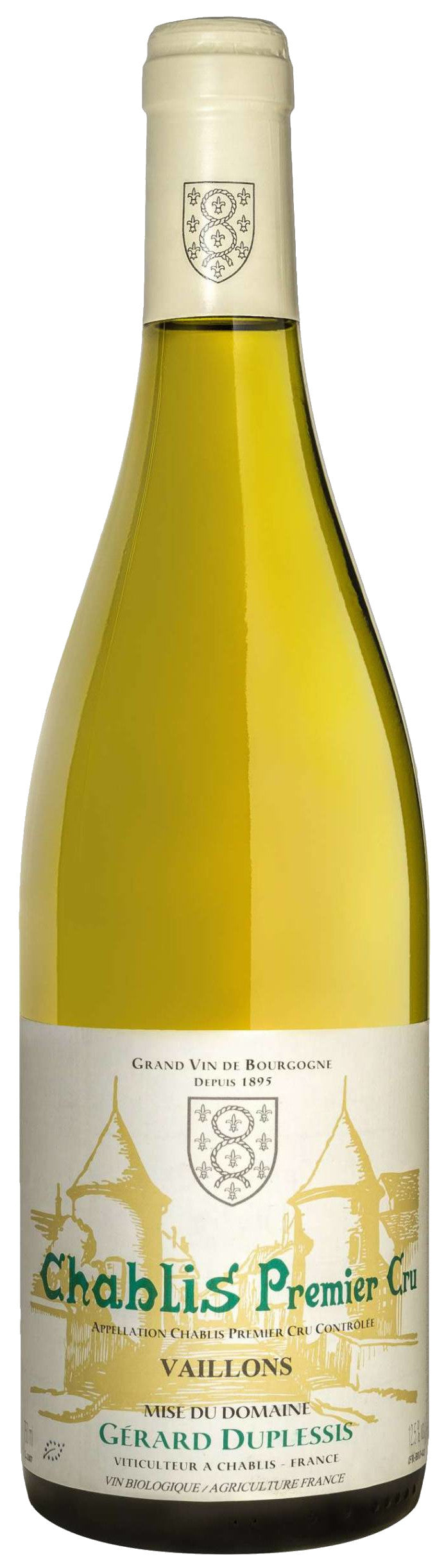Domaine Gerard Duplessis Chablis Vaillons Premier Cru 2019  Front Bottle Shot