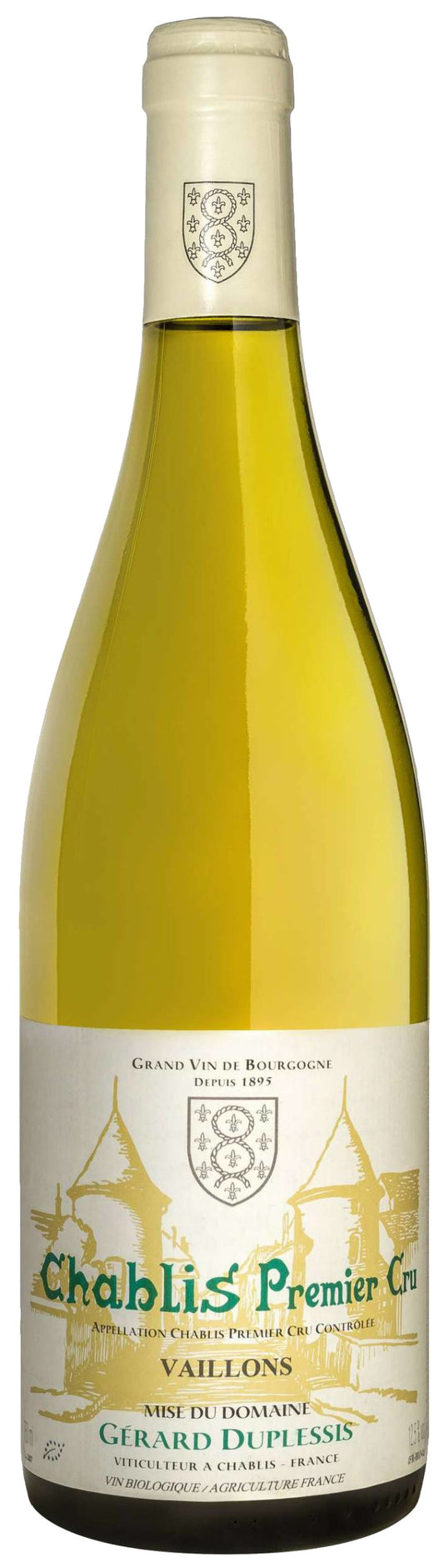 Domaine Gerard Duplessis Chablis Vaillons Premier Cru 2019  Front Bottle Shot