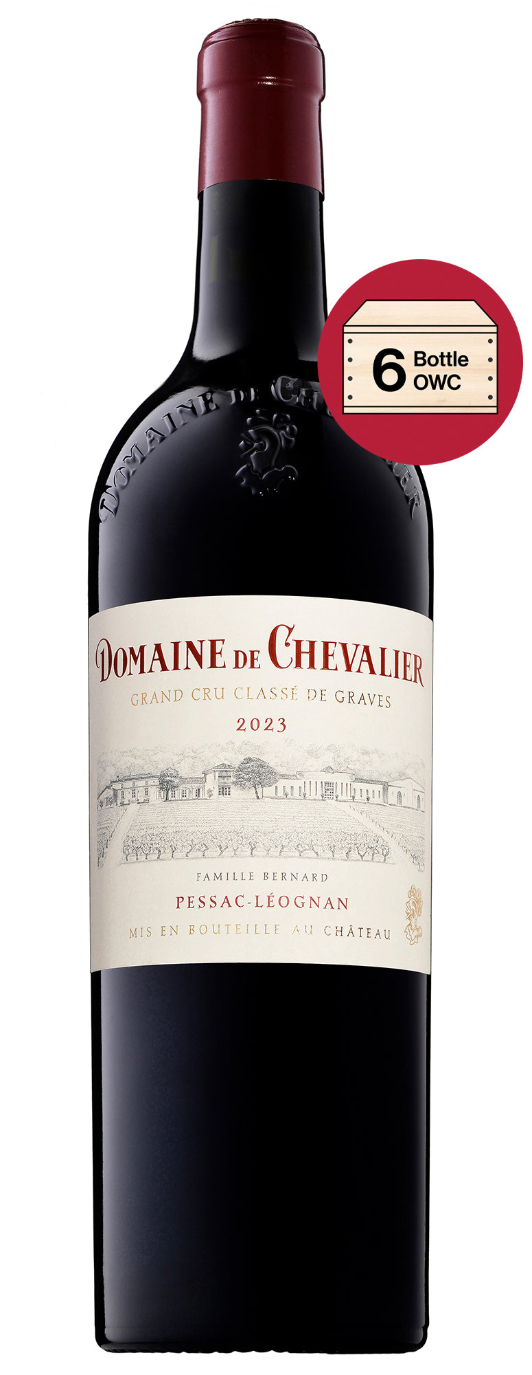 Domaine de Chevalier 6-Pack 2023 in Wood Case (OWC Futures Pre-Sale) 2023  Front Bottle Shot
