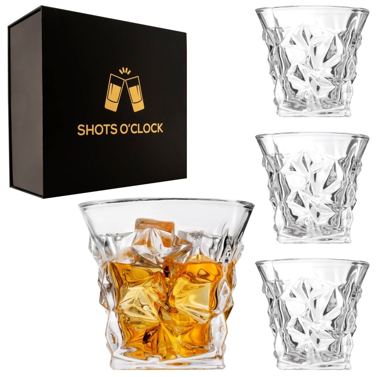 Premium Scotch Elegant Whiskey Glasses - Set of 4 - 10oz