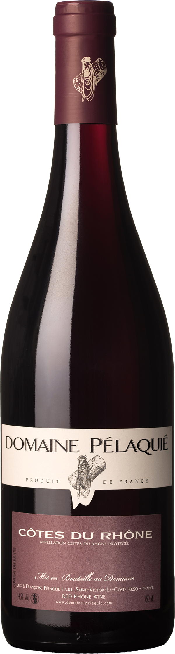 Domaine Pelaquie Cotes du Rhone Rouge 2020  Front Bottle Shot
