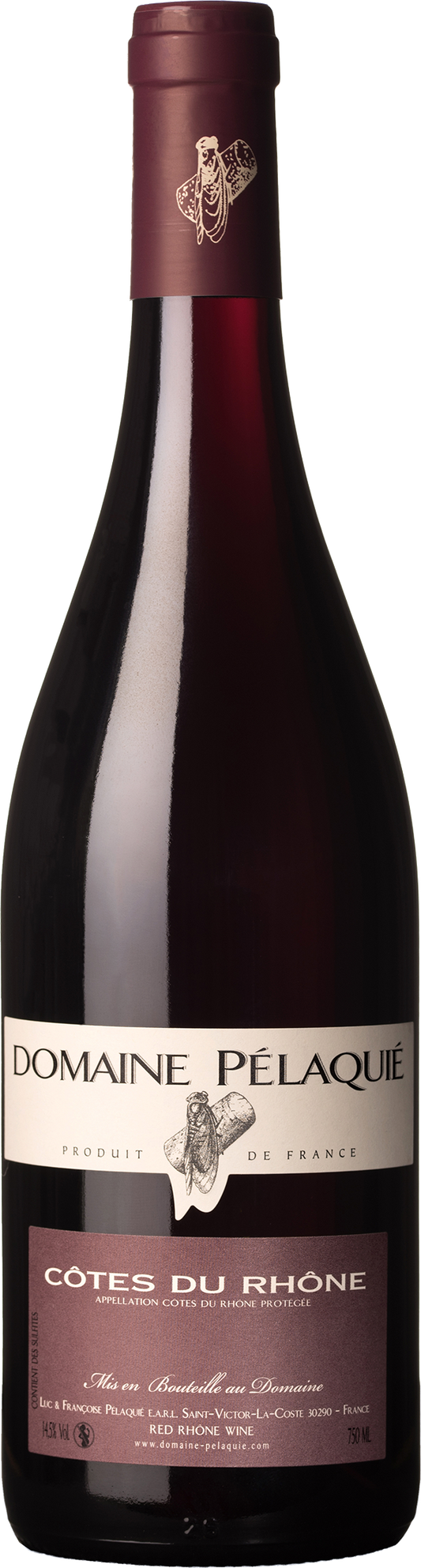 Domaine Pelaquie Cotes du Rhone Rouge 2020  Front Bottle Shot
