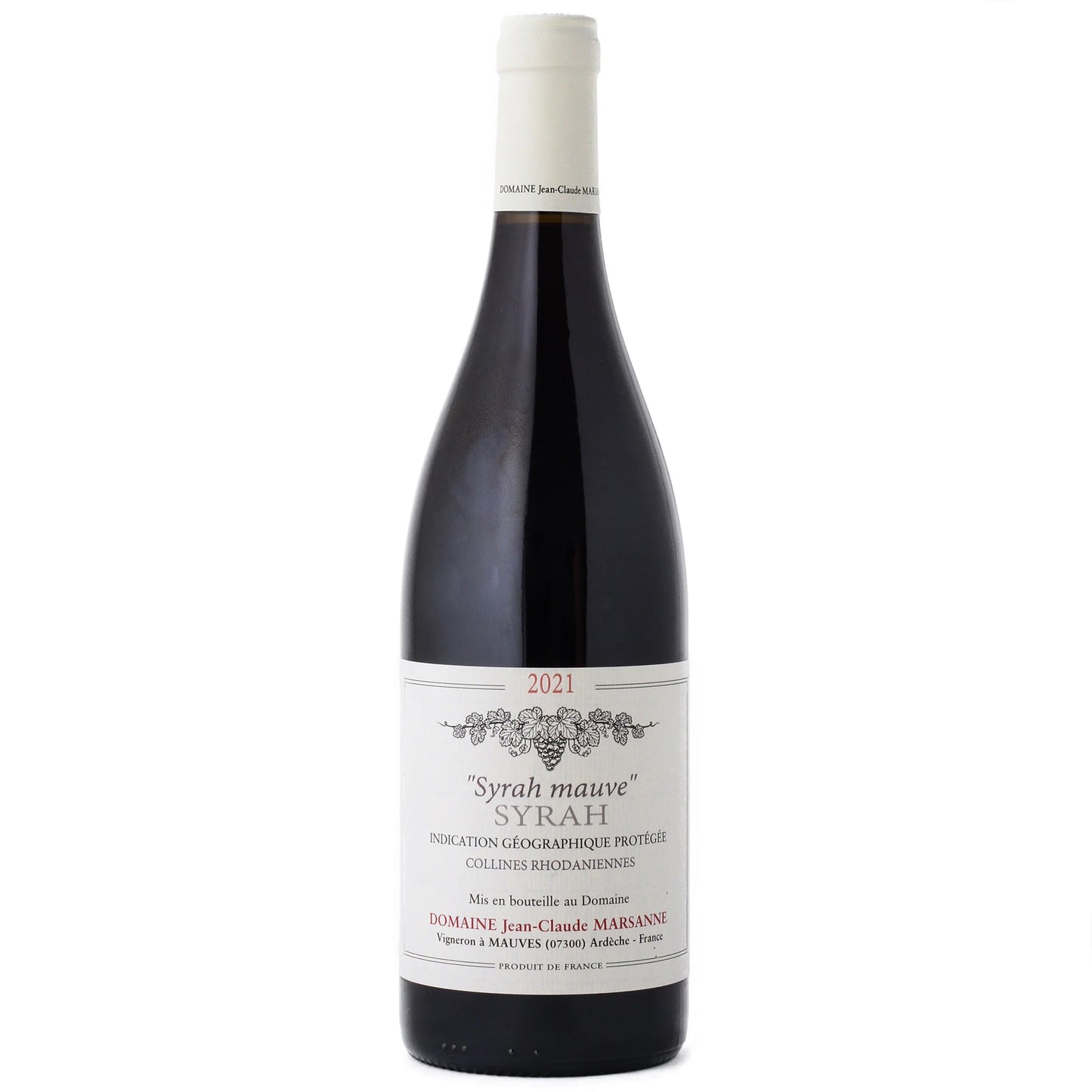 Domaine Jean-Claude Marsanne Ardeche Syrah Mauve 2021  Front Bottle Shot