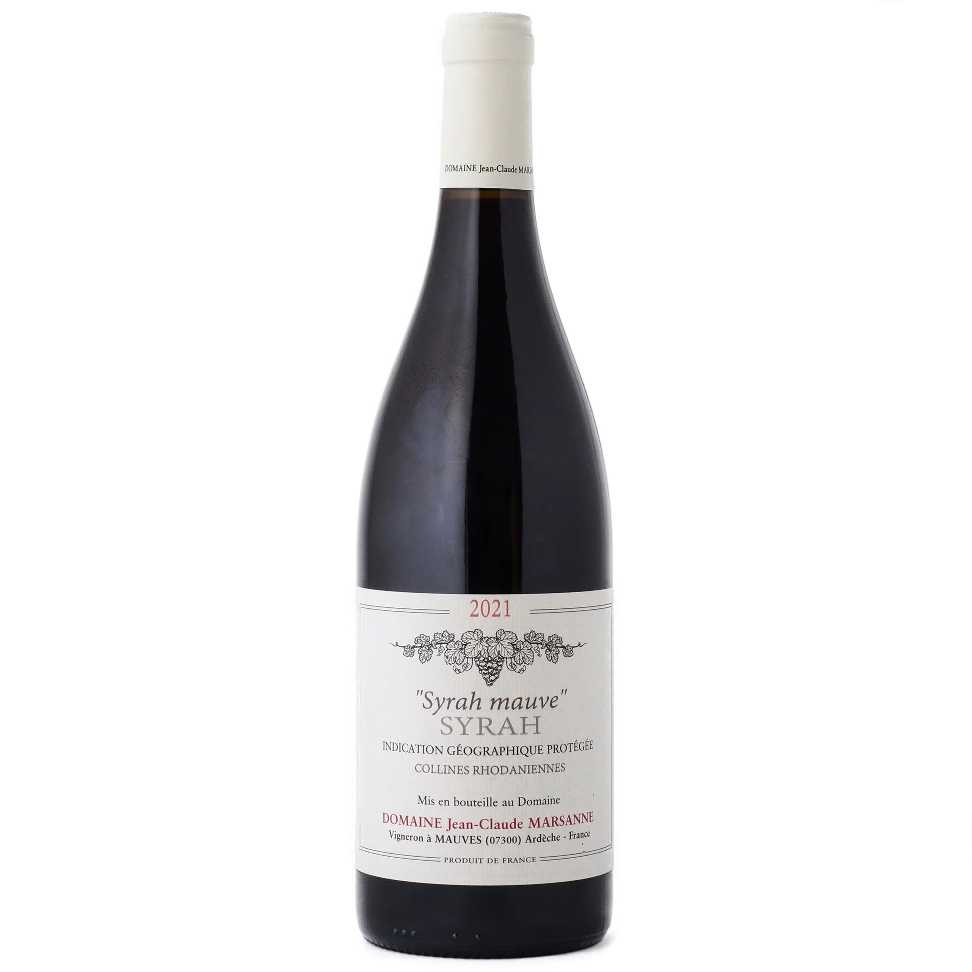 Domaine Jean-Claude Marsanne Ardeche Syrah Mauve 2021  Front Bottle Shot