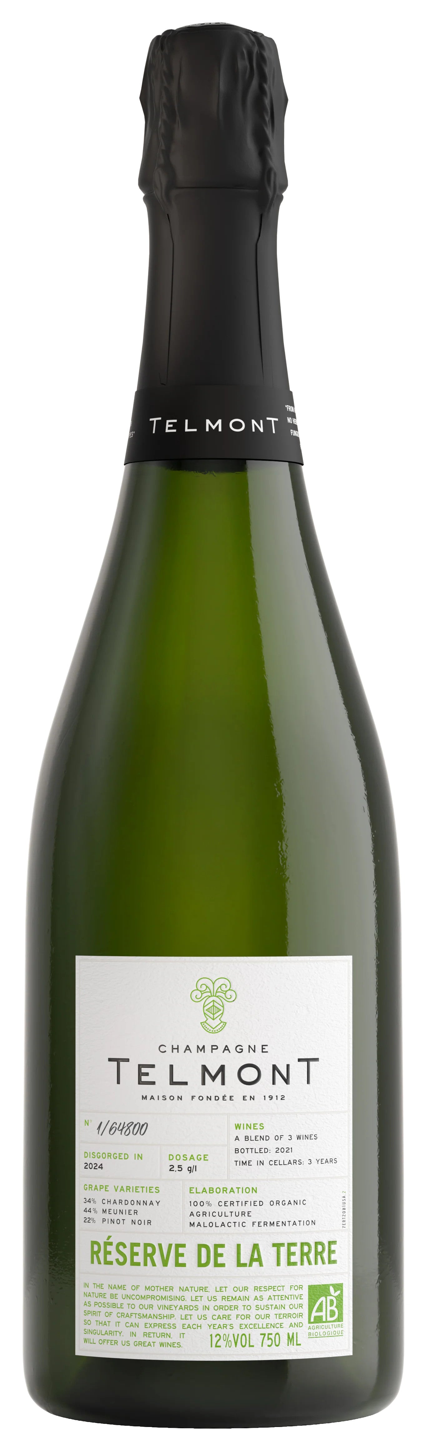 Champagne Telmont Reserve De La Terre 2021  Front Bottle Shot