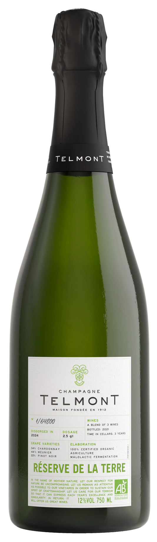Champagne Telmont Reserve De La Terre 2021  Front Bottle Shot